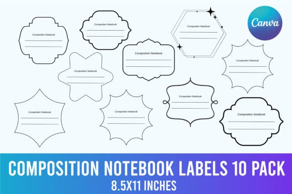 Composition Notebook Labels 10 Pack KDP