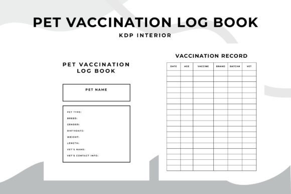 Effortlessly Organize Pet Health Records with a Pet Vaccination Log Book KDP Interior