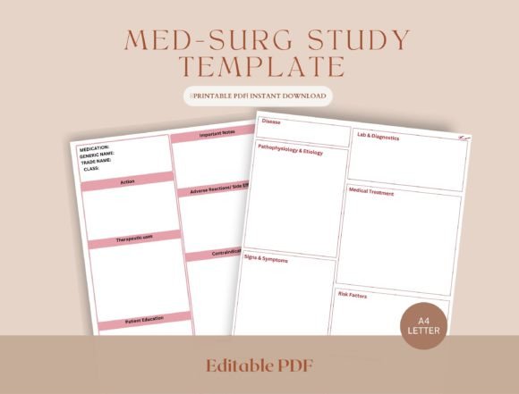 Pharmacology & Med-Surg Study Templates