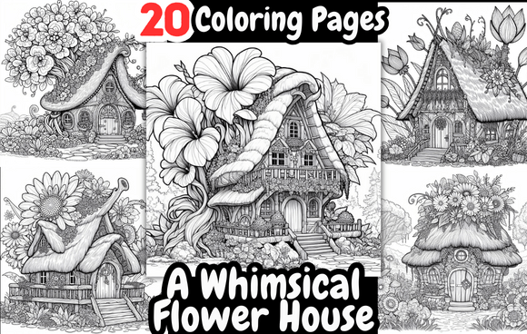 Whimsical Flower House Coloring Adventure